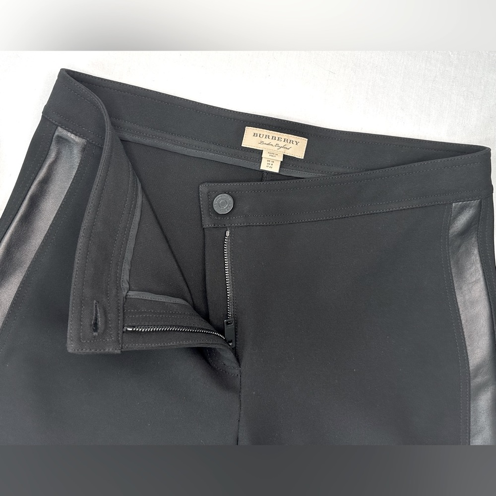 Burberry London Leather Stripped Trouser, Size 8
